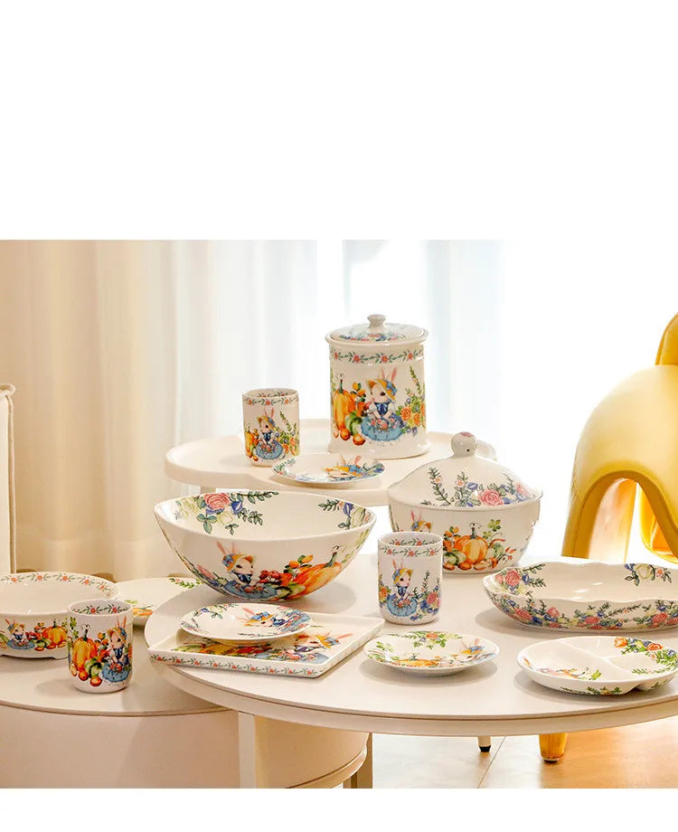 Keramikteller – Gartenstil – Blumenmuster