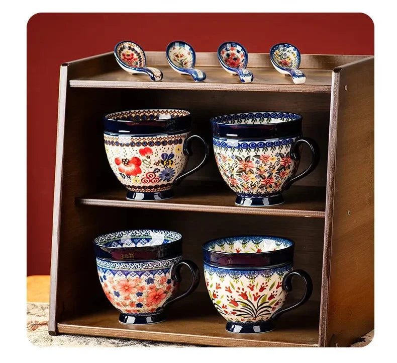 Kreative Porzellan Tassen – Bohemia Stil für Zuhause, 500ml