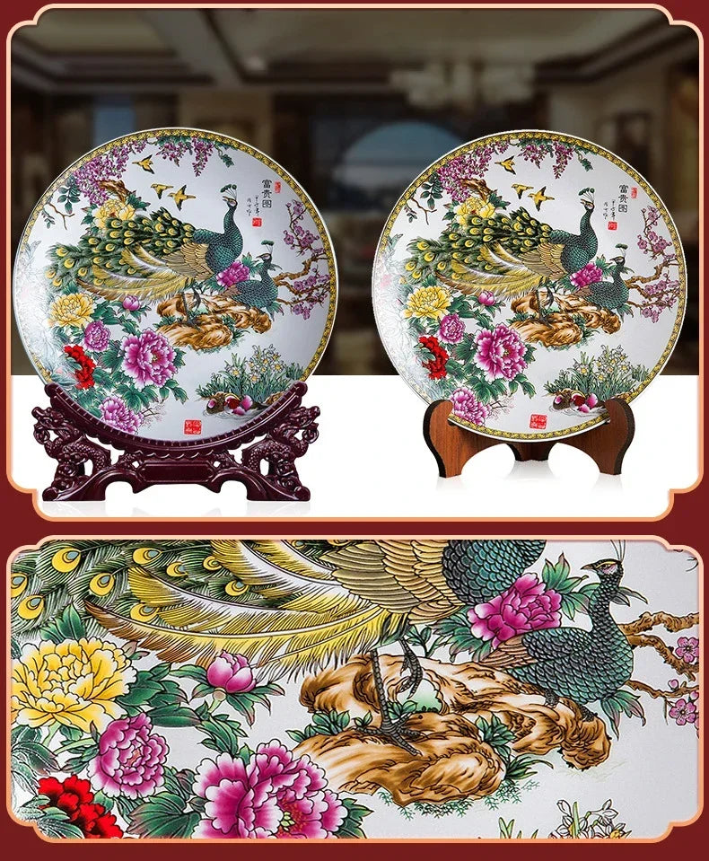 Keramikdeko-Teller in Gold, handgefertigt, für Wohnzimmer