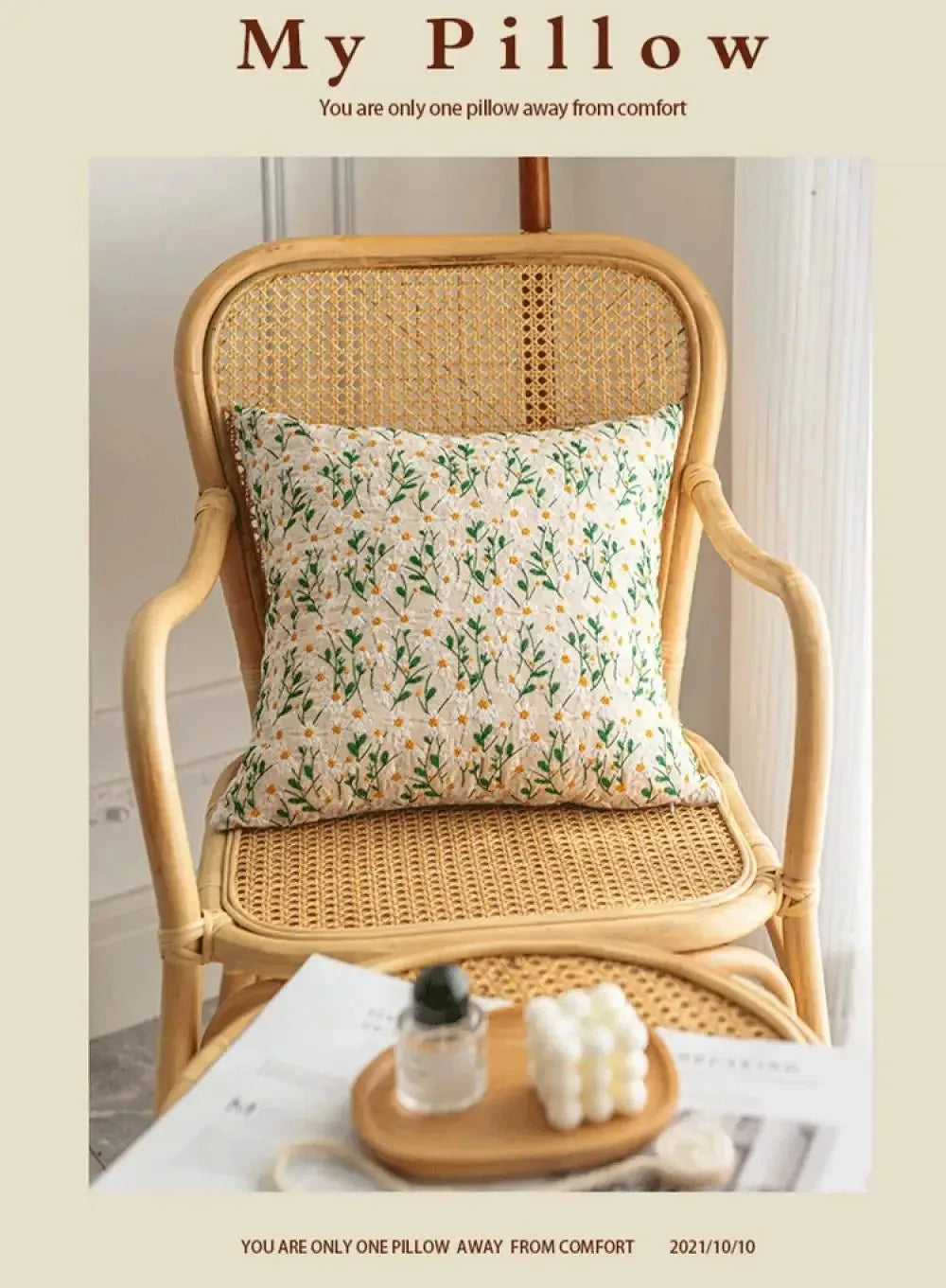 Florale Bestickte Kissenhülle – Jacquard – 45x45CM