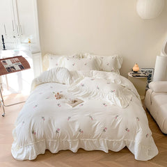 Luxus Bettwäsche Set – Besticktes Polyester – Verschiedene Grössen