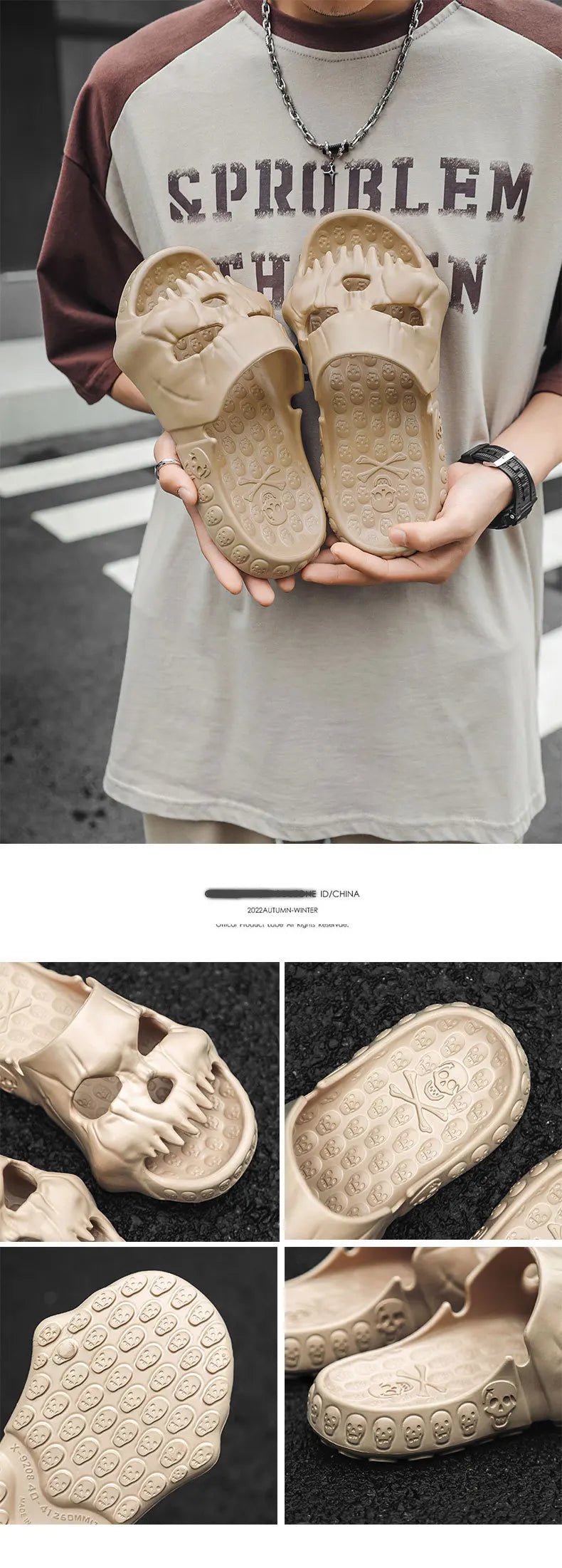 Halloween Totenkopf Slipper – EVA Komfort, Innen/Strand