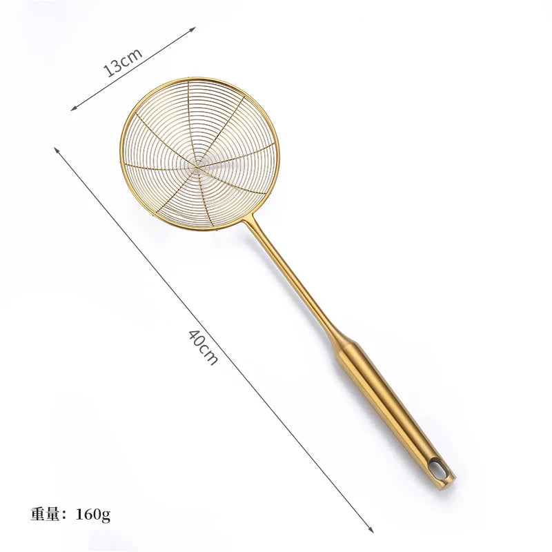 Edelstahl Schaumlöffel – Gold Design – 13-19.5cm Stiel