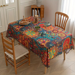 Boho-Tischdecke – Tupfenmuster – 150x150cm
