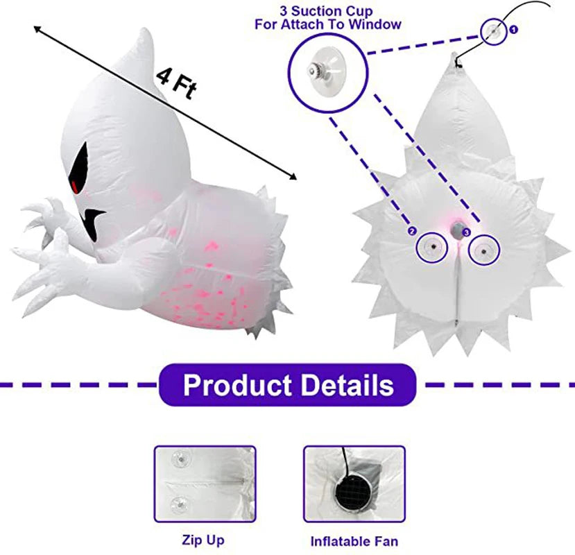 Halloween aufblasbarer Geist – Vlies 1.4m Outdoor Spass
