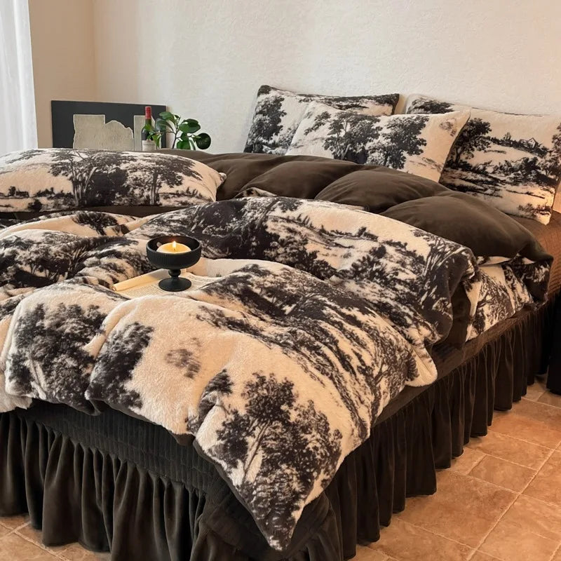 Samt-Bettwäsche-Set – Winterwärme – Doppel Queen Grösse