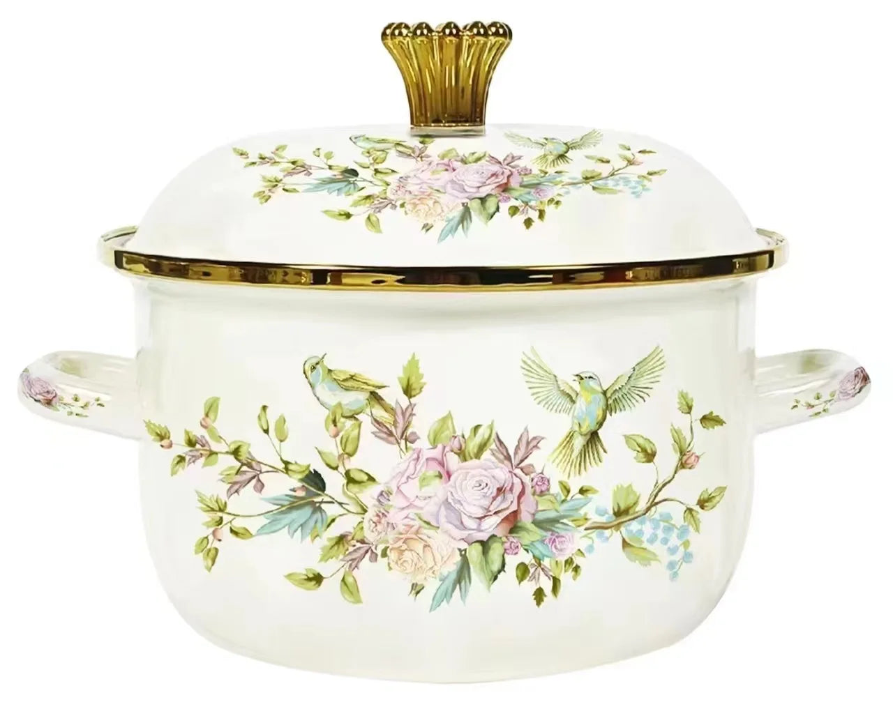 Vintage Suppentopf – Emaille, Porzellan-Optik