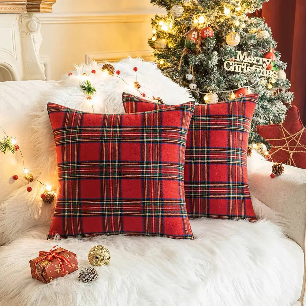 Weihnachtliches Karo Kissenbezug – Schottischer Tartan – 60x60cm