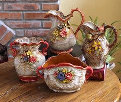 Keramik Handwerks Vase – Folk Art Design