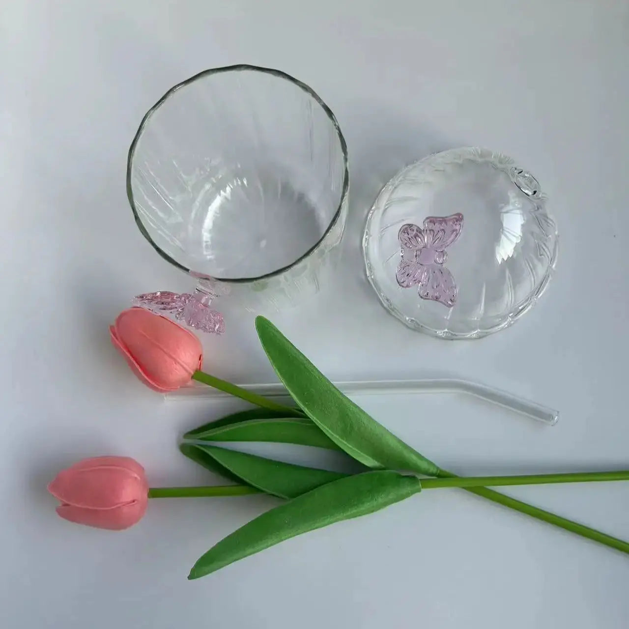 Glasbecher – Schmetterling Design – 400ML, Zuhause