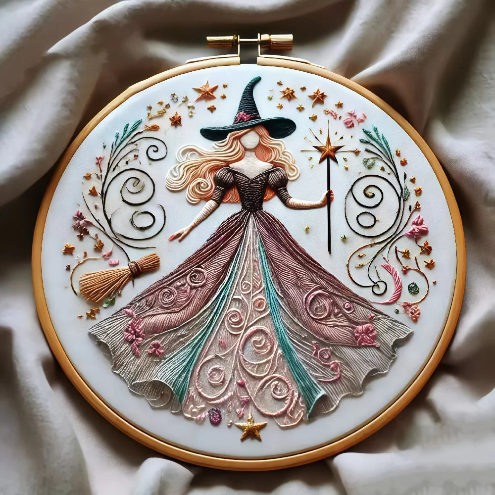 Halloween Stickerei - Baumwoll Hexendesign Kit