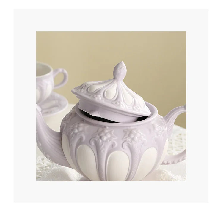 Floral Reliefs Keramiktasse – Porzellan Teeset 250-900ml