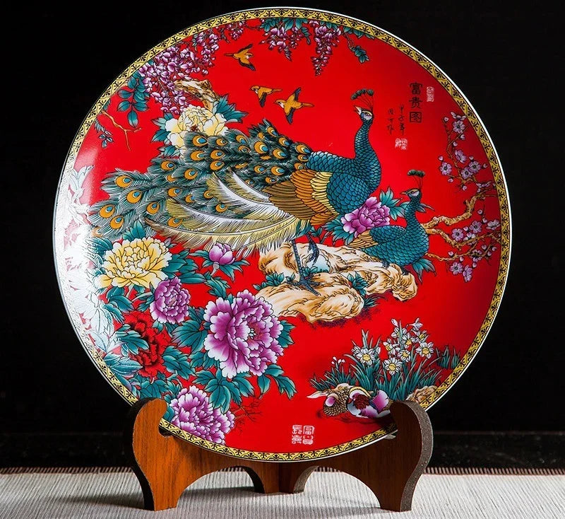 Keramikdeko-Teller im boho Stil, Farbe: Weiss, Grösse: 26cm Stativ