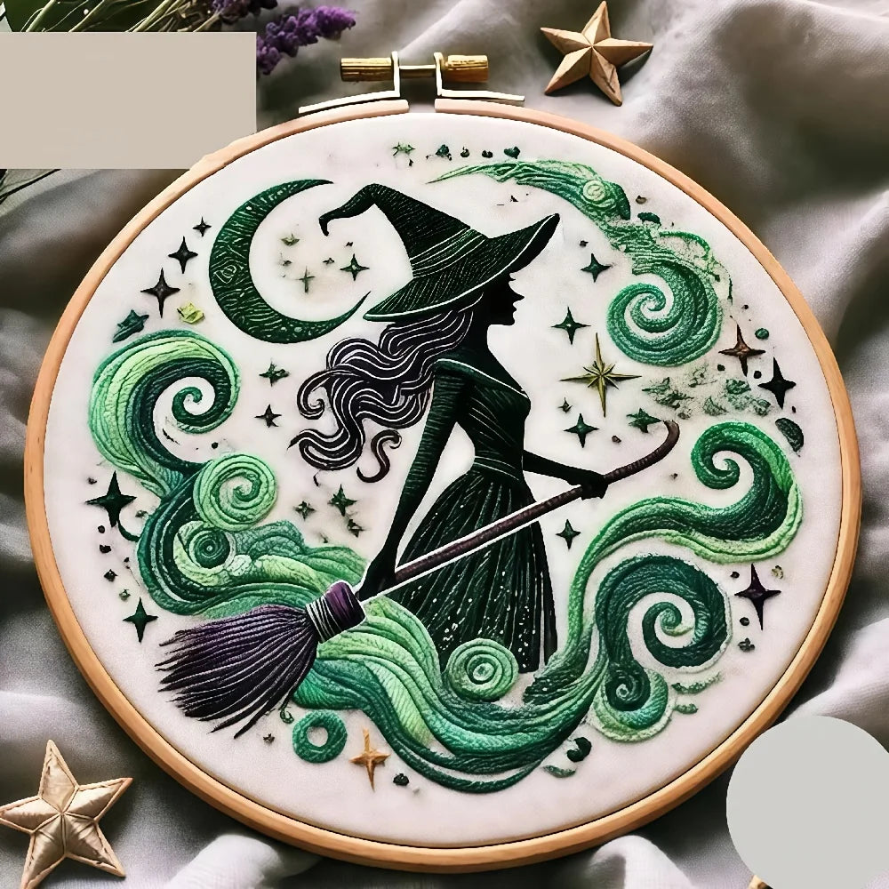 Halloween Stickerei - Baumwoll Hexendesign Kit