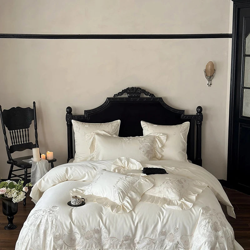 Bettwäsche Set – Ägyptische Baumwolle Blumenstickereien