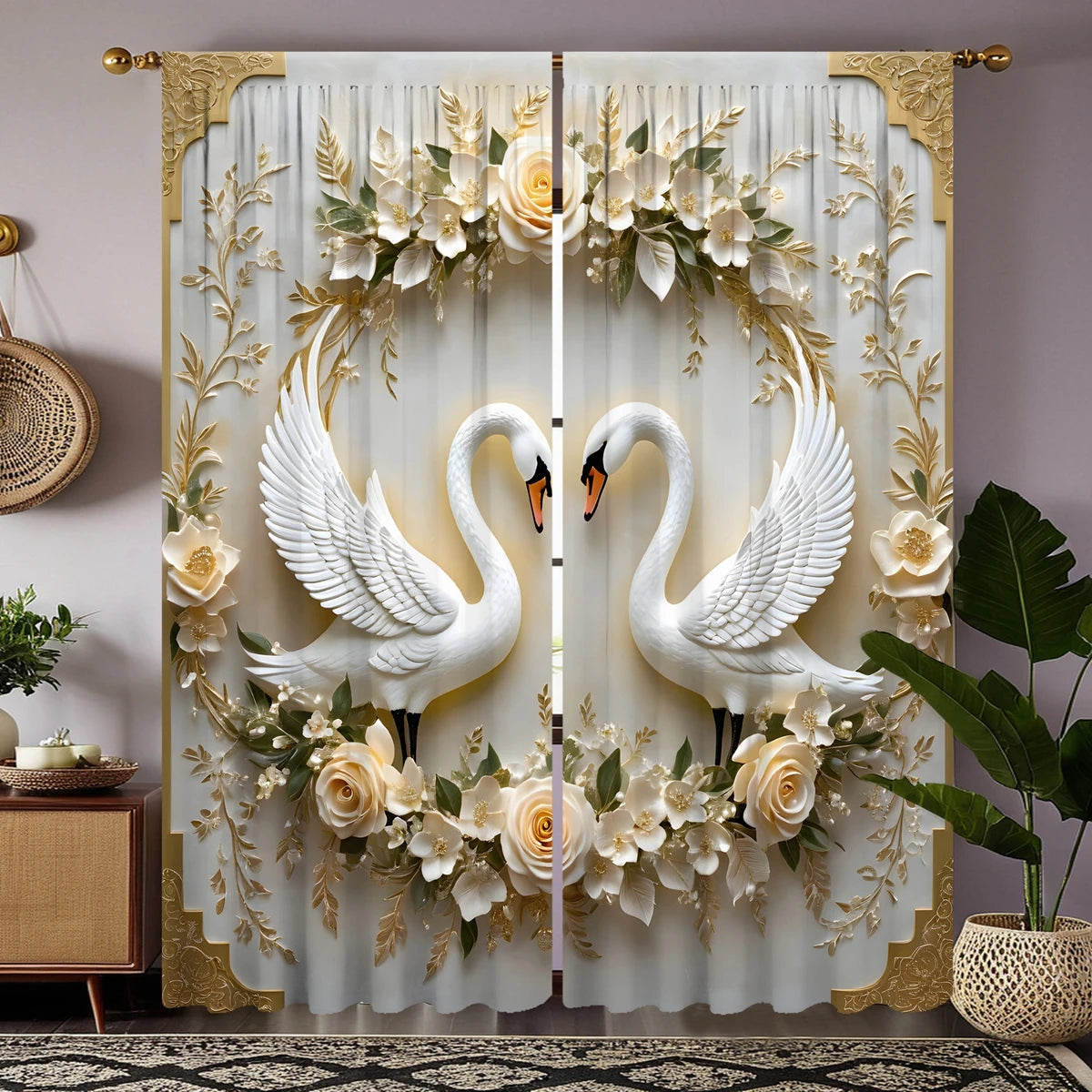 HD Digital Blumen Vorhang – Pastoral Poly – 132x160cm