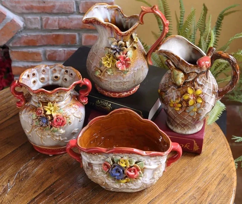 Keramik Handwerks Vase – Folk Art Design