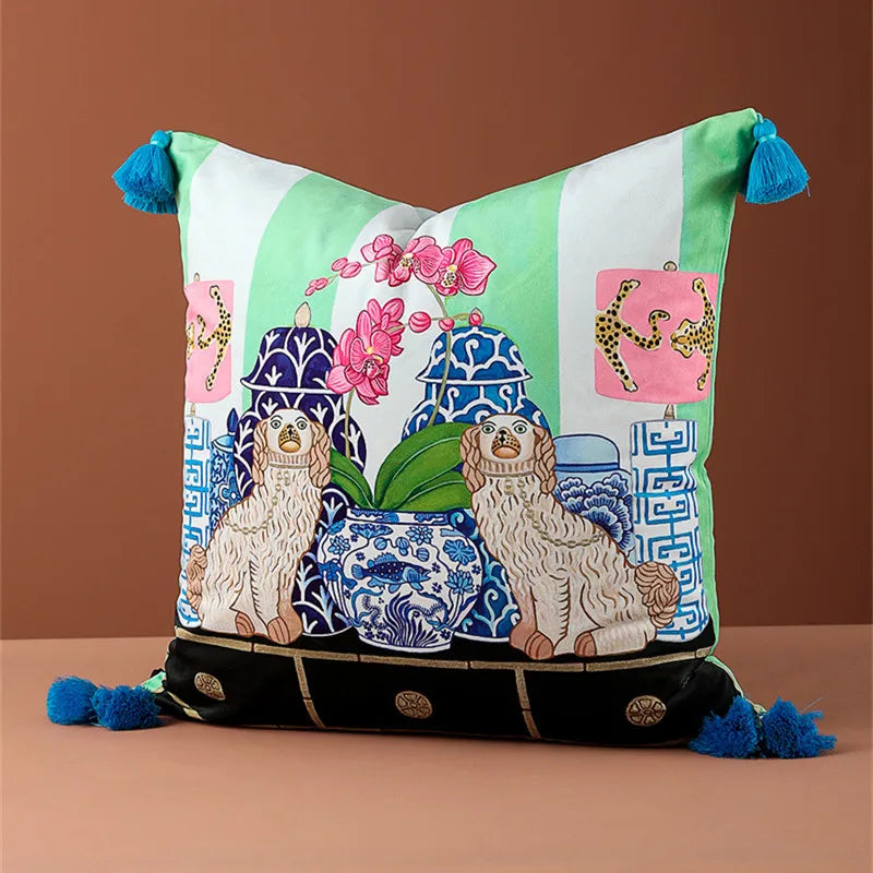 Samt Kissenbezug – Chinesischer Stil – 60x60cm