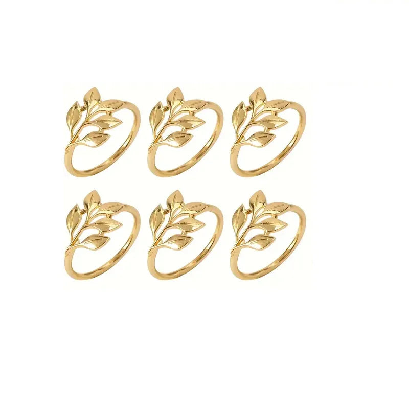 Serviettenringe – Metallblatt-Design – 6er Set