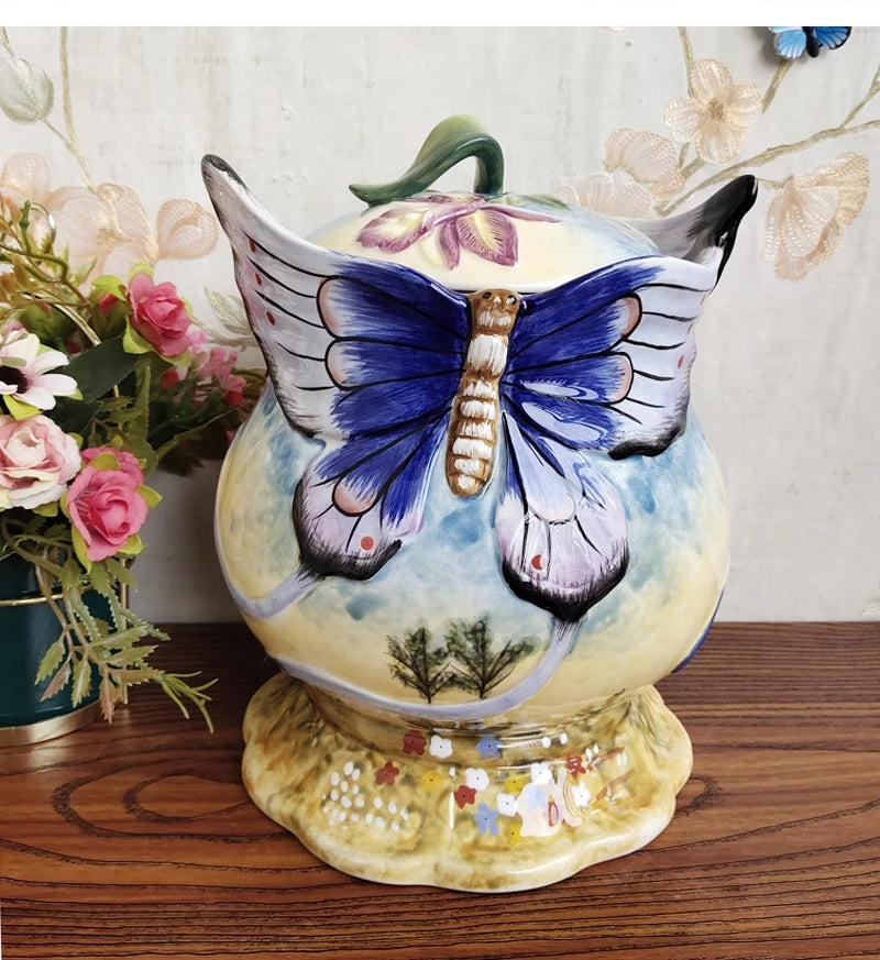 Keramik Teebehälter – Handbemalt Orchidee – Umweltfreundlich