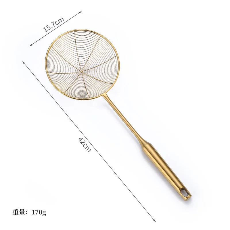 Edelstahl Schaumlöffel – Gold Design – 13-19.5cm Stiel
