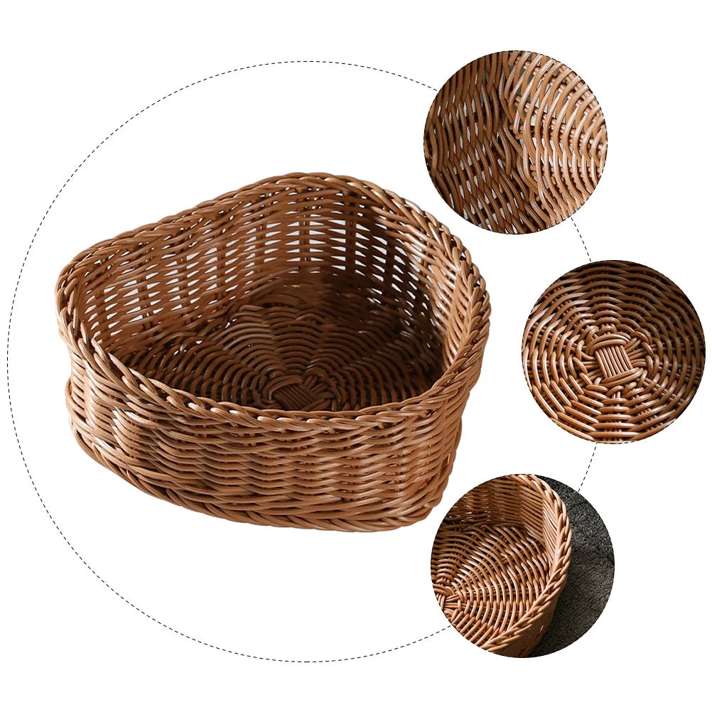Herzformiger Ablagekorb – Bambus Rattan – 29x25x9cm