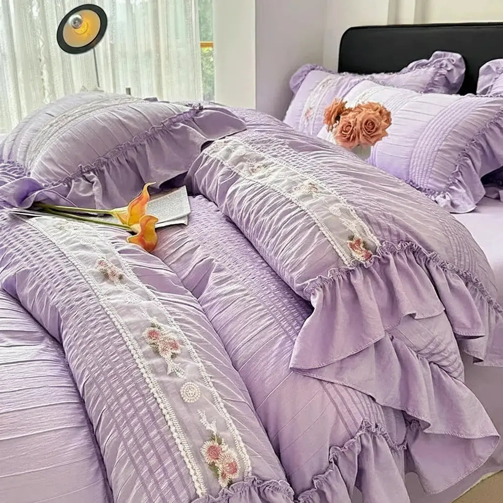 Koreanisches Prinzessin Bettwäsche Set – Baumwolle Rüschen 200x230cm