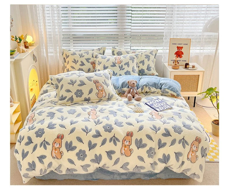 Fleece Bettwäsche – Winter Coral Flanell – 200x230cm