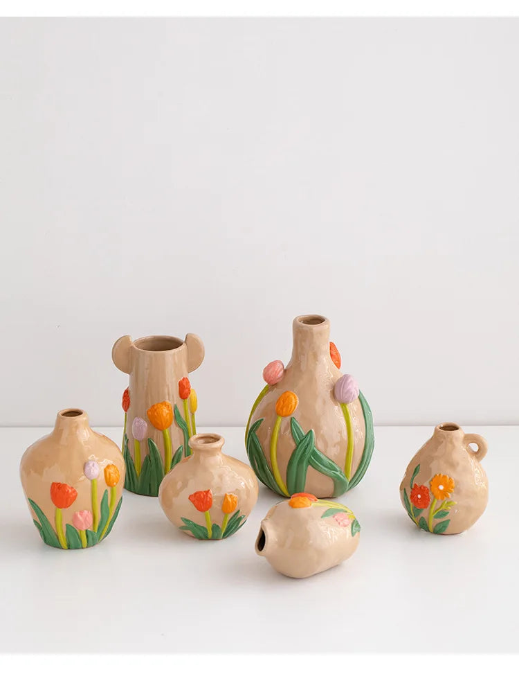 Keramikvase – Chinesisches Retro-Design – Handbemalt