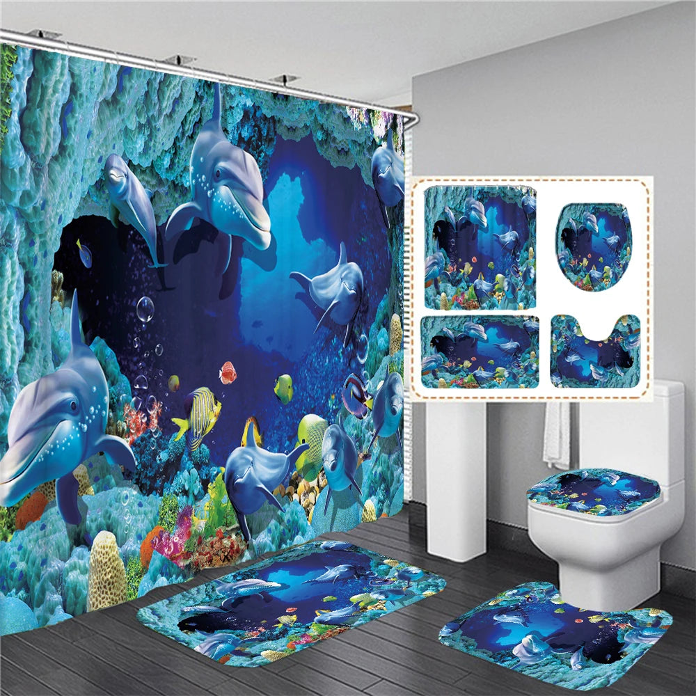 Ozeanboden-Set – Moderner Polyester-Baddekor