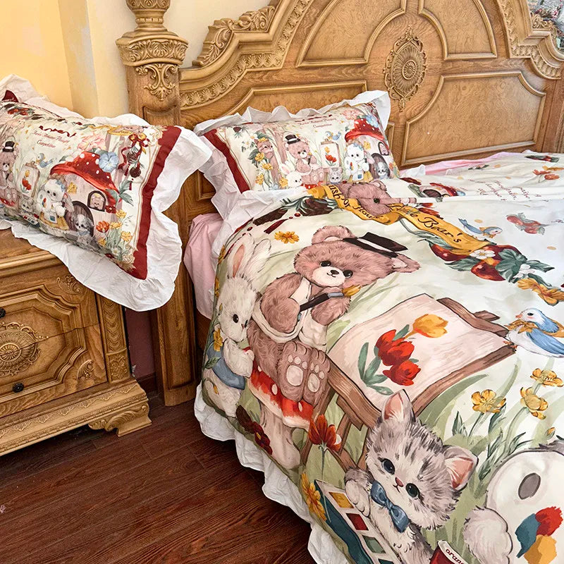 Baumwoll-Bettwäsche – Prinzessin-Stil – Twin, Queen, Double