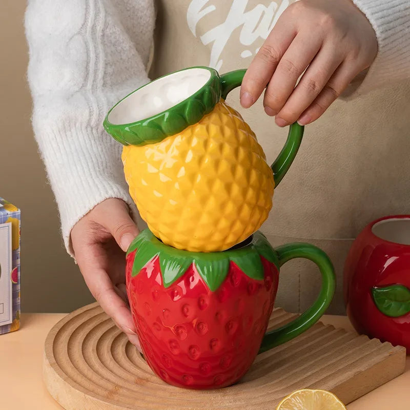 Keramiktassen – Kreatives Fruchtdesign – Kinder & Büro