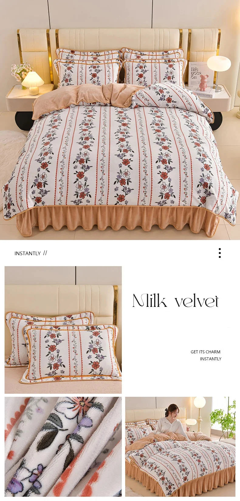 Luxuriöses Bettwäsche-Set aus Polyester im floralen Stil, Farbe: Bainianhaohe, Grösse: 200x230 cm