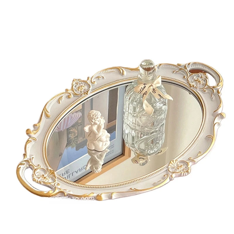 Vintage Spiegelglas Tablett – Retro Design und Facetten