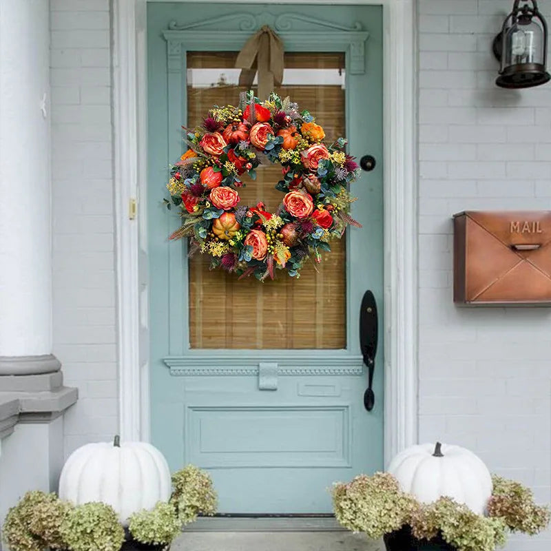 Herbstkranz – Landhaus Pfingstrose & Kürbis – 50cm Aussen