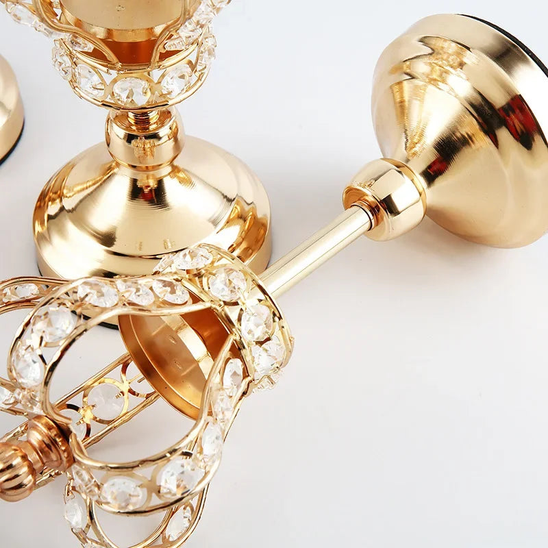 Kristall Kerzenhalter – Vintage Design – Goldenes Finish
