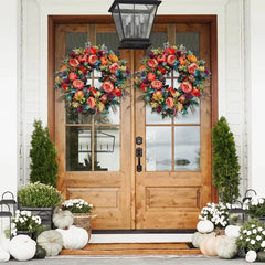 Herbstkranz – Landhaus Pfingstrose & Kürbis – 50cm Aussen