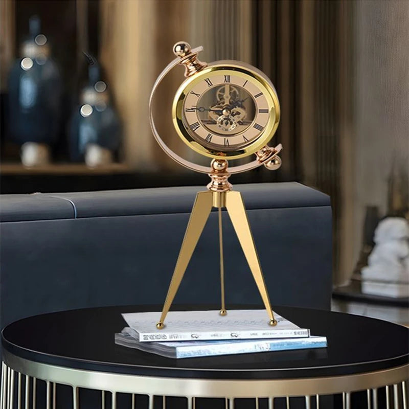 Moderne Metall-Tischuhr – Leichter Luxus, Rund