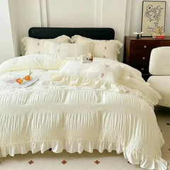 Koreanisches Prinzessin Bettwäsche Set – Baumwolle Rüschen 200x230cm
