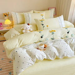 Baumwoll-Bettwäsche-Set – Blümchen-Design – Twin/Double-Grösse