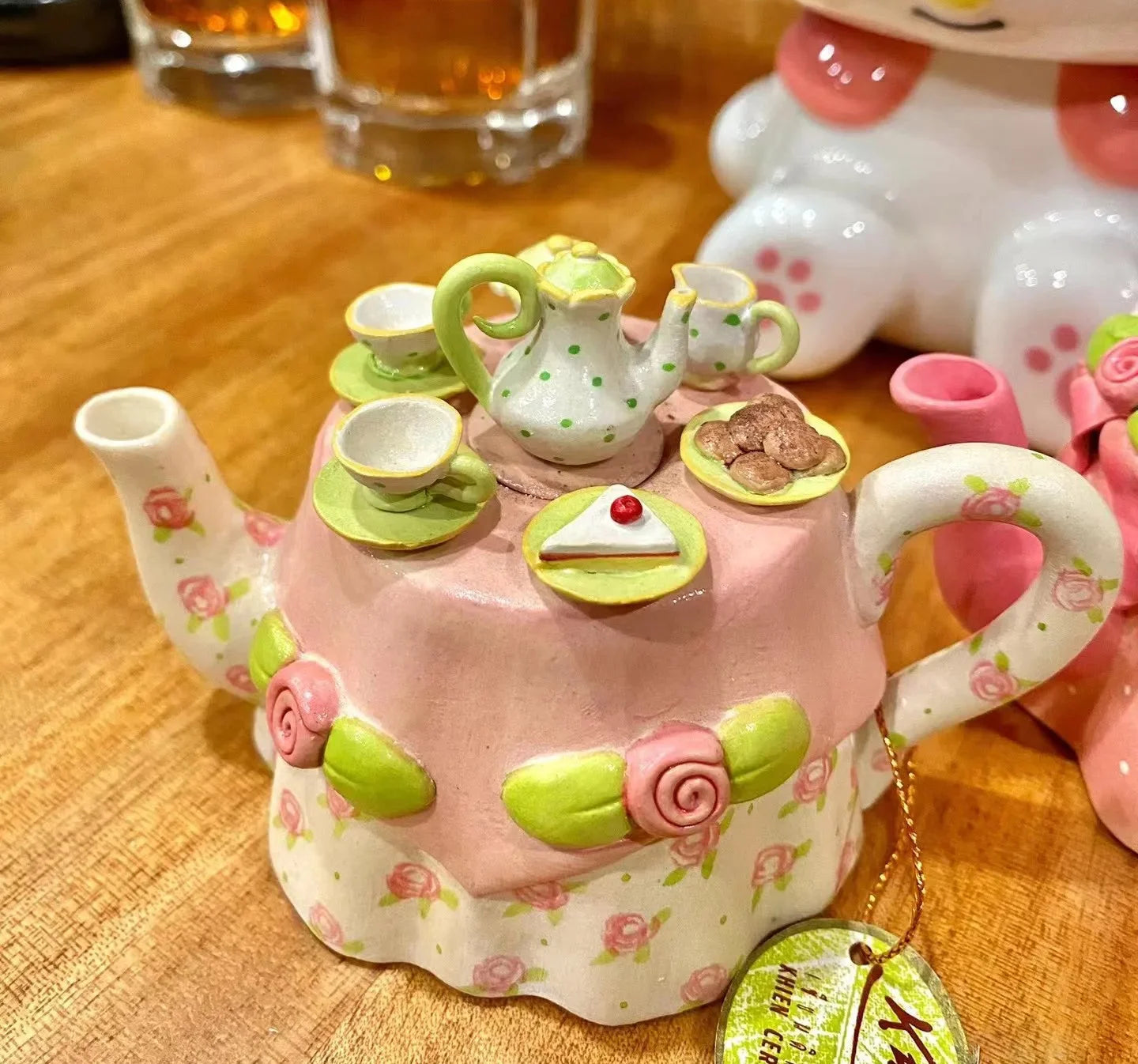 bunte 3D-Relief-Keramiktabletts, mehrfarbig, handgezeichnet, aus hochwertiger Keramik, für Esstisch