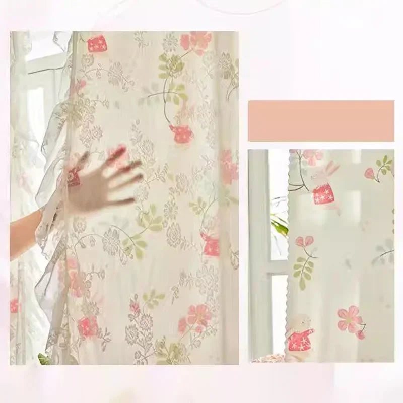 Transparente Spitzengardinen – Antikes Blumenmuster – Verschiedene Grössen