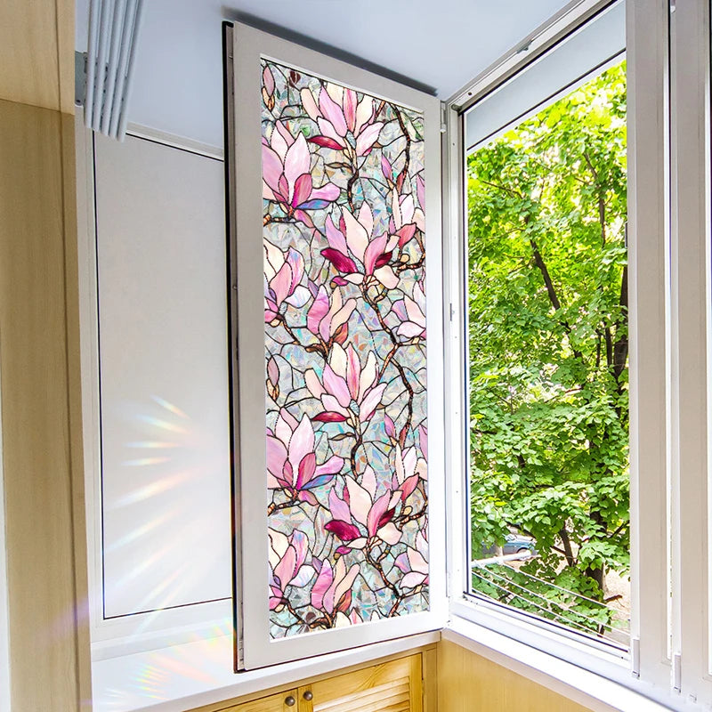Sichtschutz Fensterfolie – Rosa Blumendesign – 43x200CM