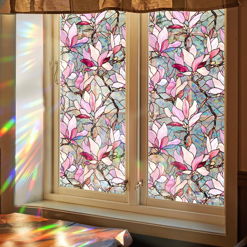 Sichtschutz Fensterfolie – Rosa Blumendesign – 43x200CM
