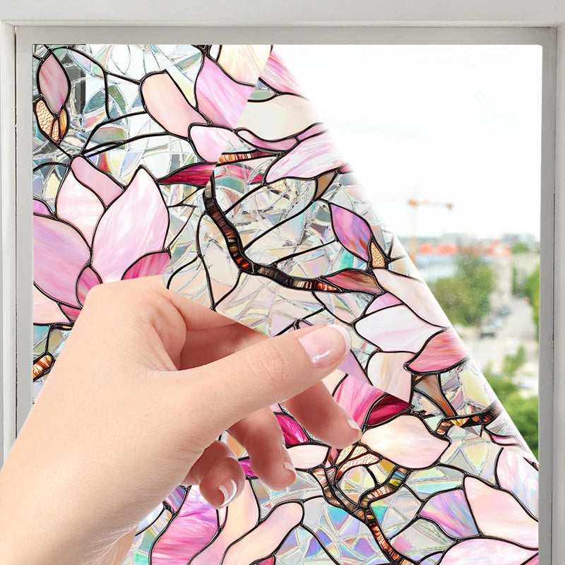 Sichtschutz Fensterfolie – Rosa Blumendesign – 43x200CM