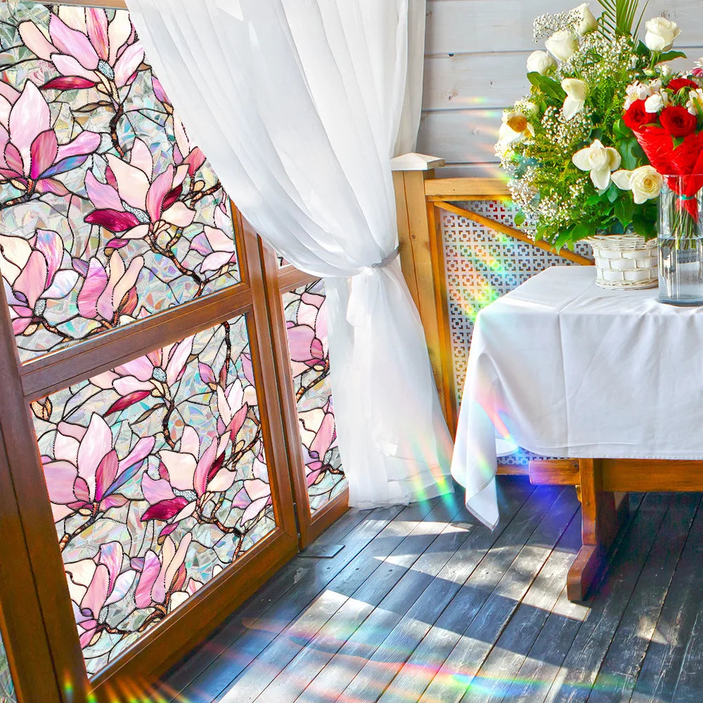 Sichtschutz Fensterfolie – Rosa Blumendesign – 43x200CM