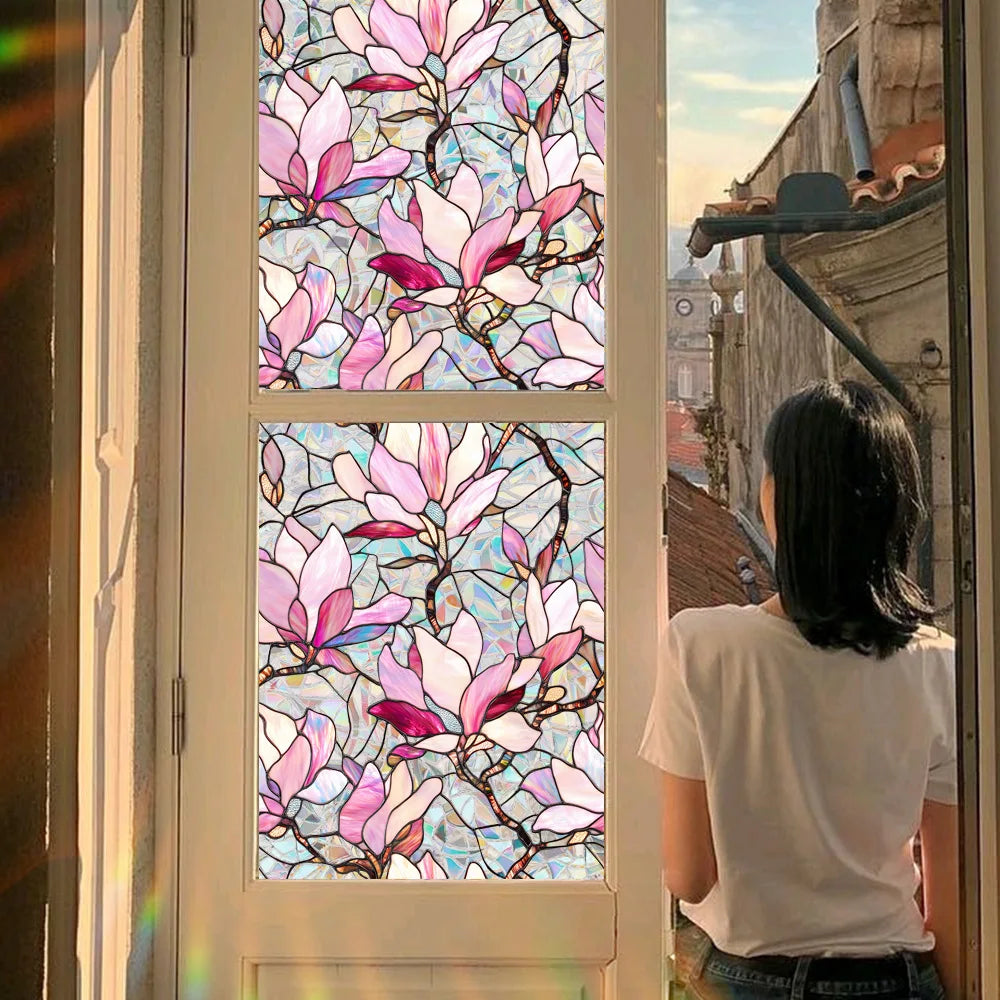 Sichtschutz Fensterfolie – Rosa Blumendesign – 43x200CM