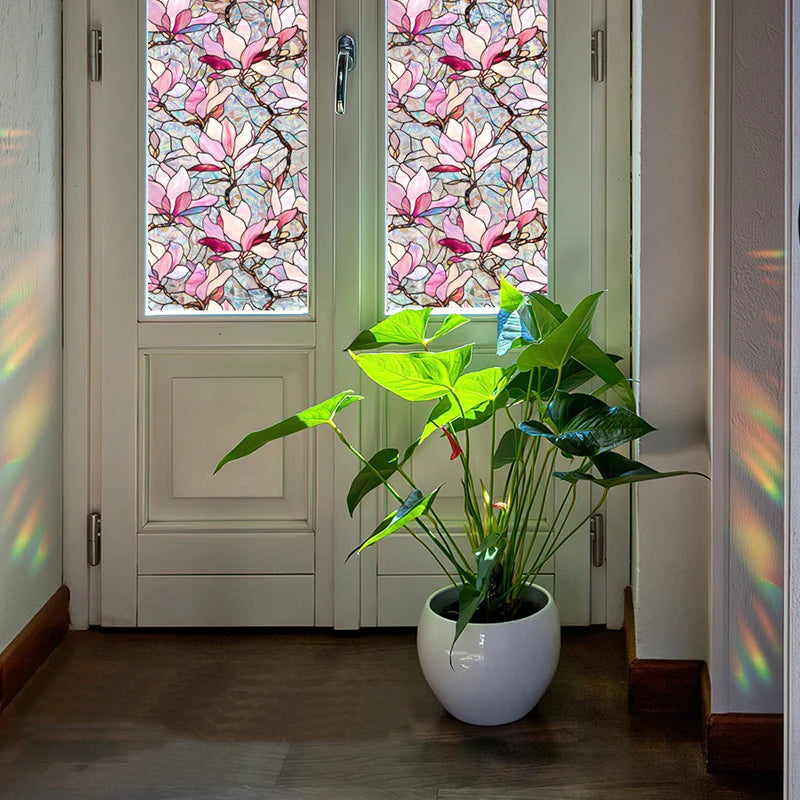 Sichtschutz Fensterfolie – Rosa Blumendesign – 43x200CM