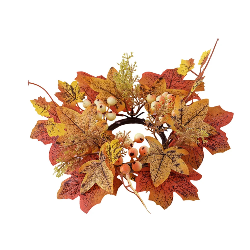 Simulierter Ahornblatt-Kerzenhalter – PE Herbststil – 25cm Durchmesser