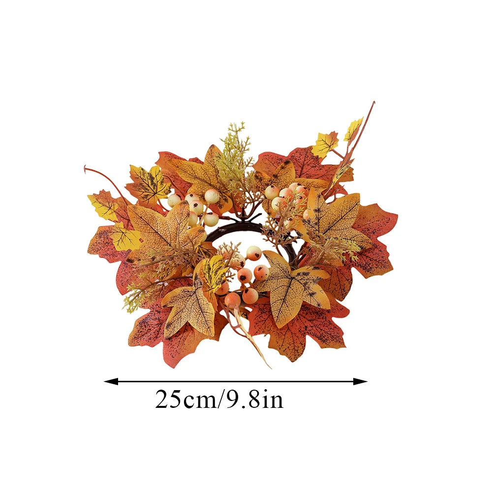 Simulierter Ahornblatt-Kerzenhalter – PE Herbststil – 25cm Durchmesser